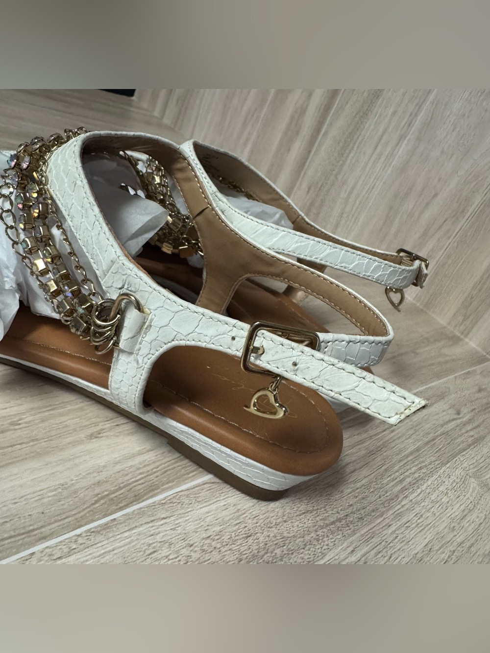 Thalia Sodi White Jeweled T-Strap Sandals - Picture 3 of 7